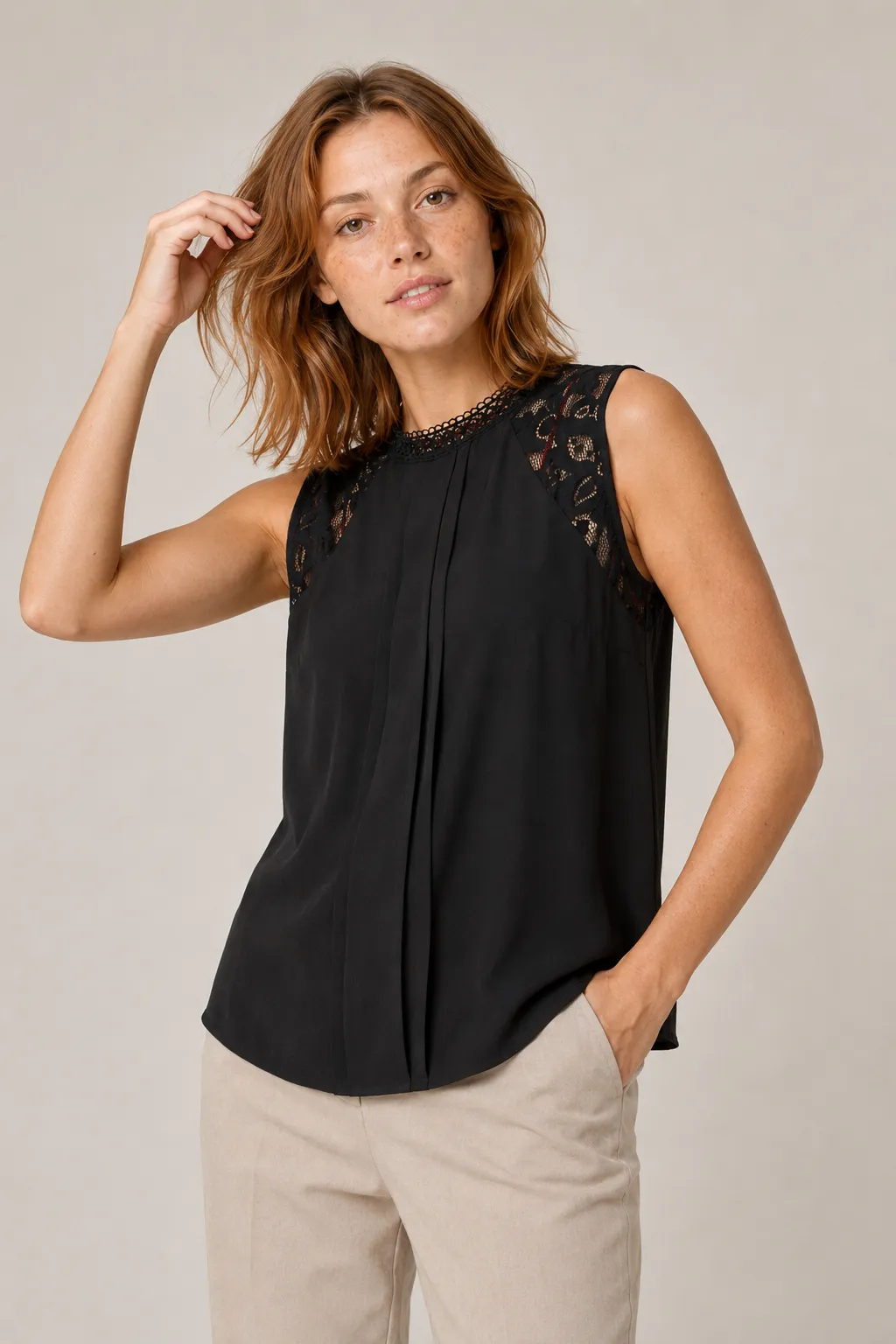 Fleur Grace Lace Pleated Top