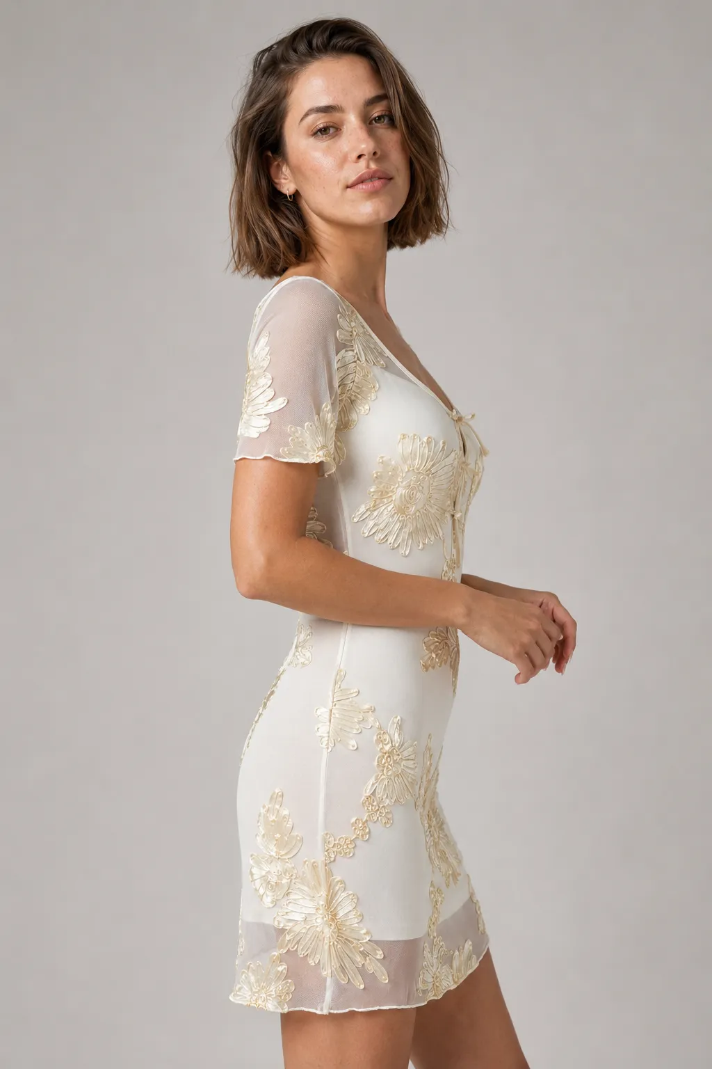 Aurelia Embroidered Mesh Mini Dress image 3