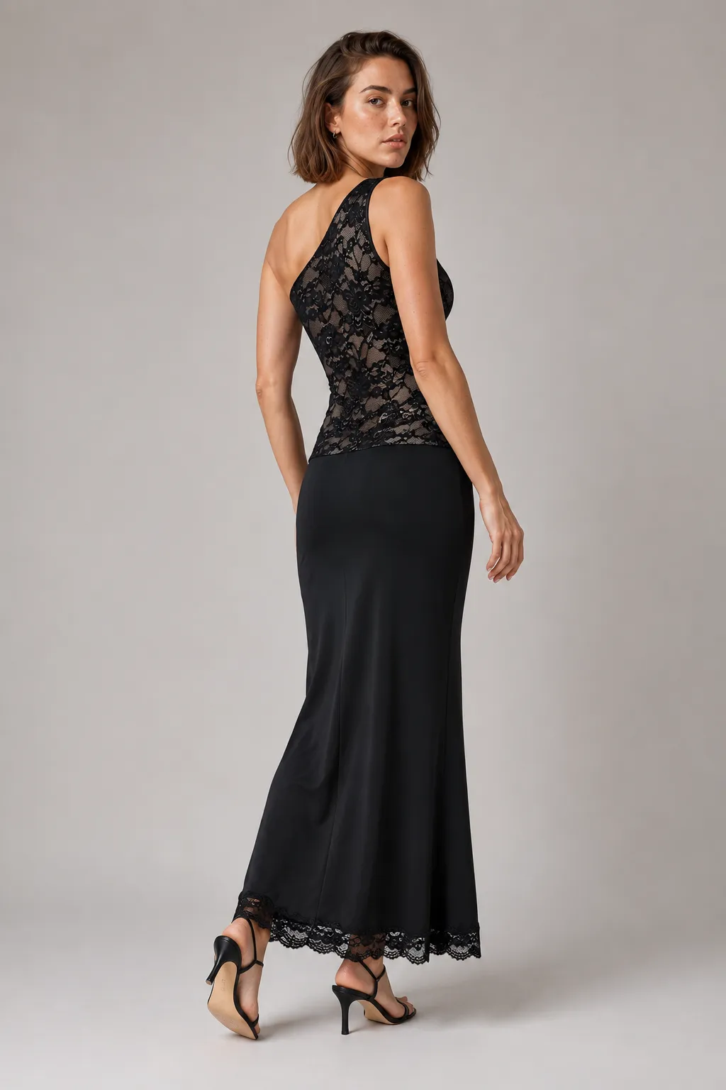 Midnight Muse One-Shoulder Lace Maxi Dress image 5
