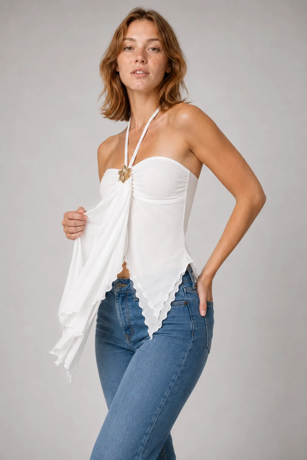 Bloom Charm Draped Halter Top image 5