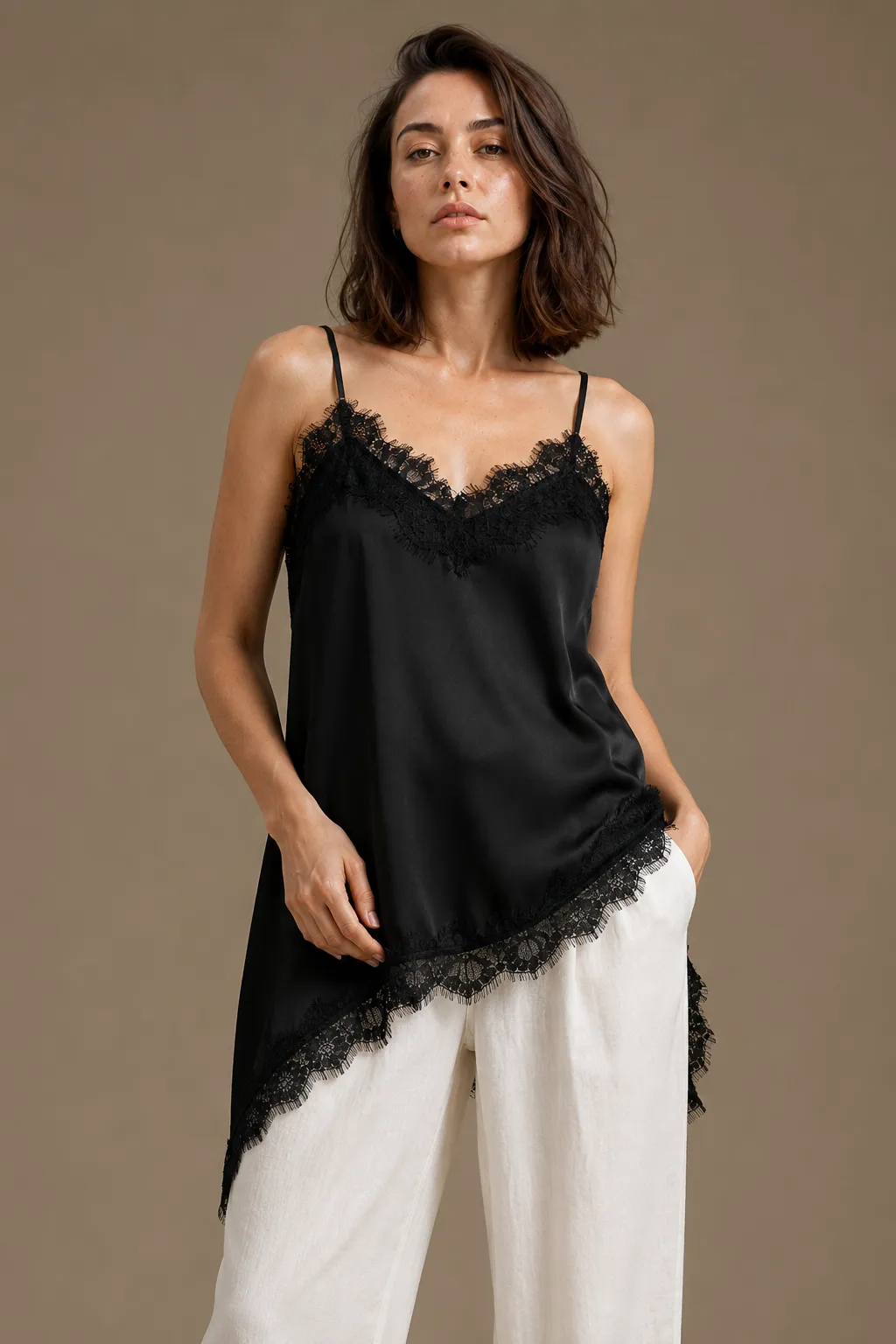 Nocturne Lace Asymmetry Cami
