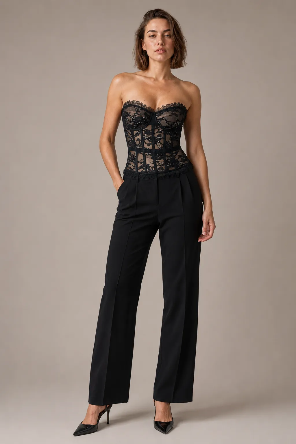 Lace Trim Mesh Corset Top image 6