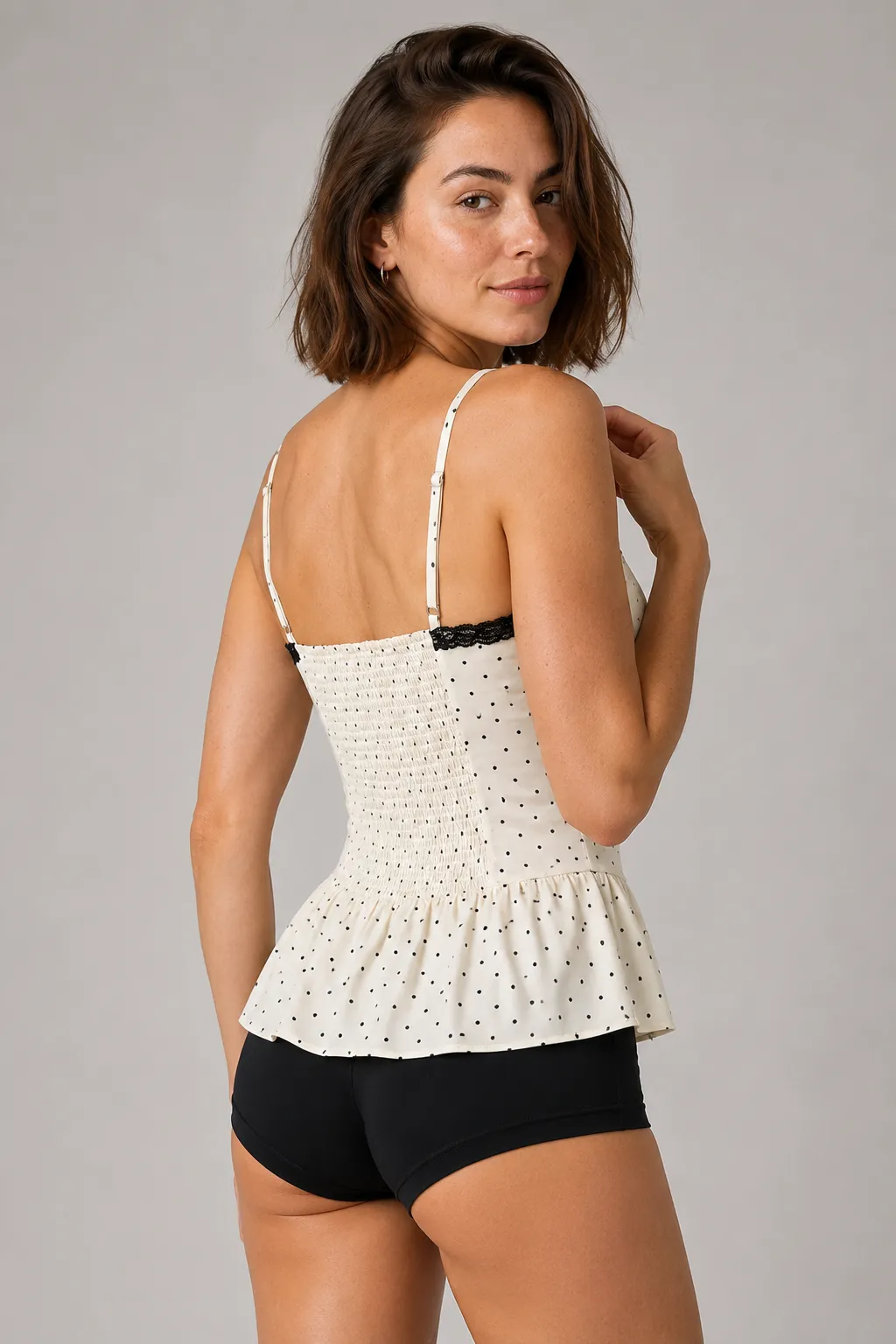 Dottie Noir Lace Peplum Cami